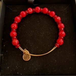 ALEX AND ANI RETIRED VINTAGE RED Beaded Bracelet with Gold Accents